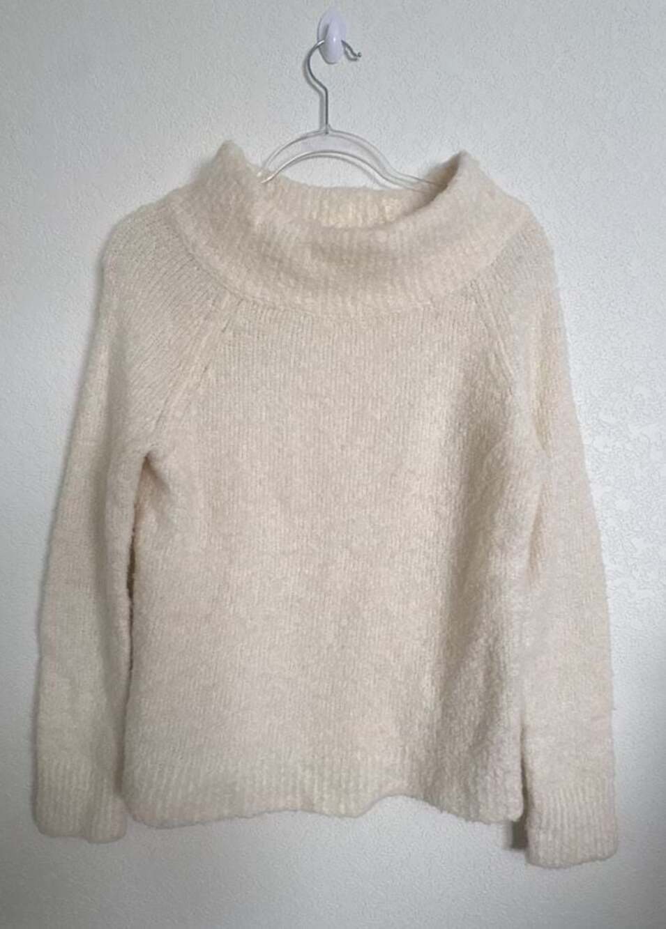 Moth Anthropologie Cream Wool-Blend Cowl Neck Sweater